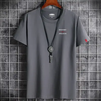 Men White Cotton T-Shirt Round Neck Loose Fit