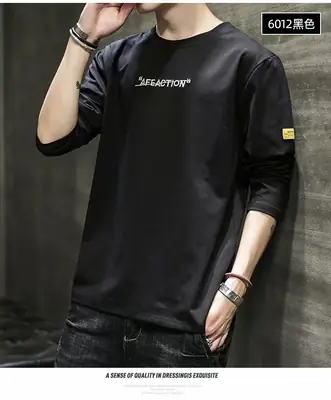 Men Black Graphic Long Sleeve T-Shirt Spring Autumn 2020