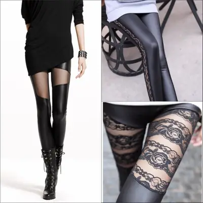 Winter Velvet Lace Leggings Women Warm Stretch