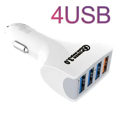 4 USB Car Charger QC3.0 Fast Charging White
