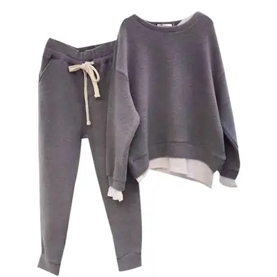 Women Black Sweatpants Set 2023 Spring Autumn