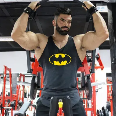 Men's Black Batman Printed Sleeveless Vest