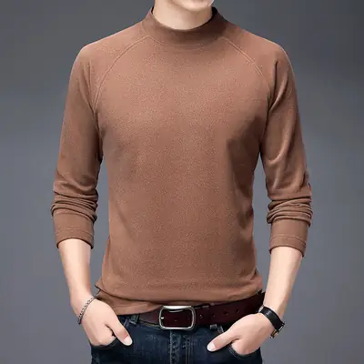 Men's Double-Sided Velvet Sweater Brown Oblique Shoulder