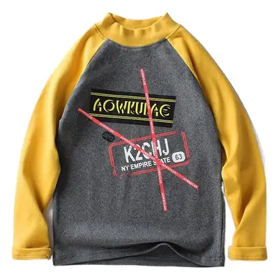 Autumn Winter Boys Long Sleeve T-Shirt Pink Grey Large