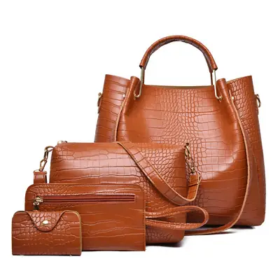 2023 White Croc Leather Four-Piece Women's Bag Set
