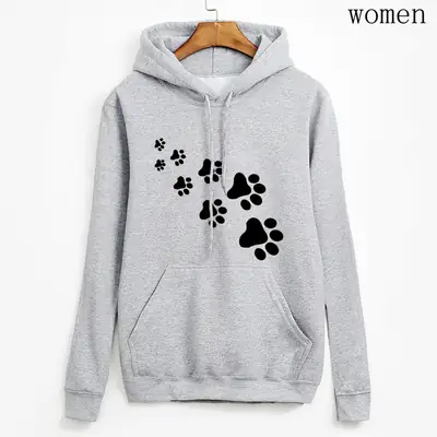 Women Red Paw Print Hoodie 2024