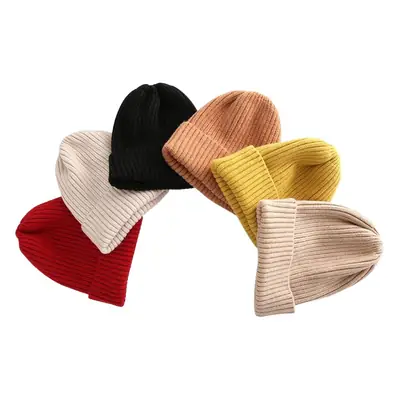 Red Knitted Beanie Hat for Boys Girls Winter Warm