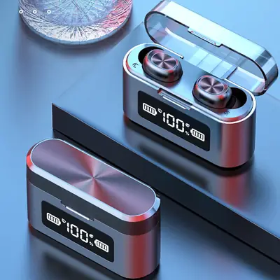 Bluetooth Headset with USB Charging Compartment & Digital Display