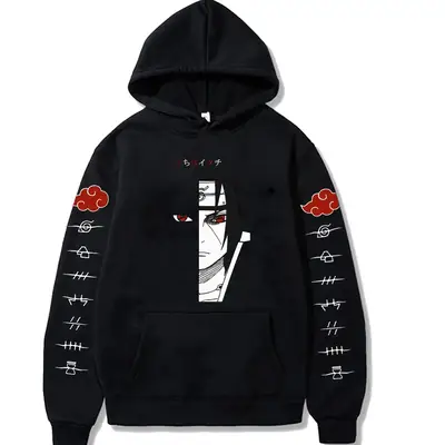 Naruto Sasuke Printed Velvet Hoodie Yellow Men Women