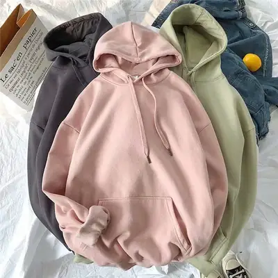 2020 Korean Hooded Plus Velvet Sweater Loose Casual