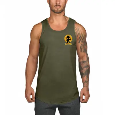 Men's Sleeveless Dragon Logo Vest Grey Summer Gym