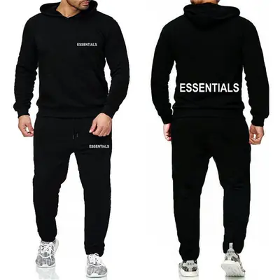 Essentials Orange Hooded Sweatpants Set for Men