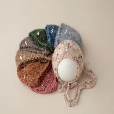 Newborn Photo Hat with Full Moon Design Wool Knit