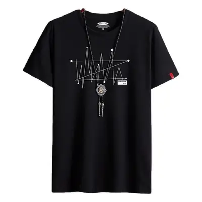 Men White Heart Print T-Shirt Casual Spring Autumn