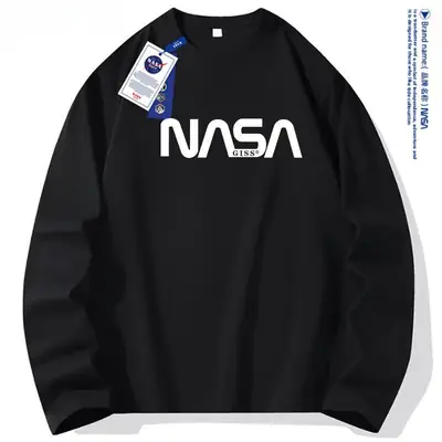 NASA Printed Cotton Sweatshirt for Men Women Blue