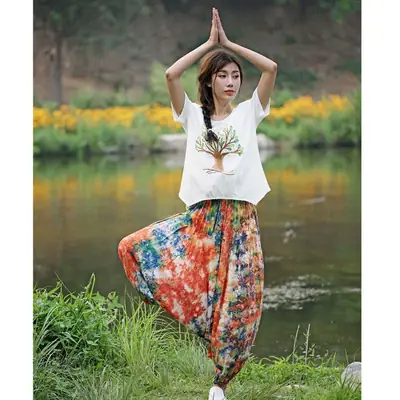 Tie-Dye Harem Pants Large Crotch Loose Casual Wear