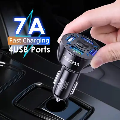 7A 4USBQC3.0 Car Charger Fast Charging Mobile Phone Charger