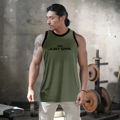 Men's White Muscle Vest Gym Training Vest
