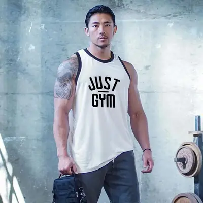 Men's Black Muscle Waistcoat Vest Summer Gym Training
