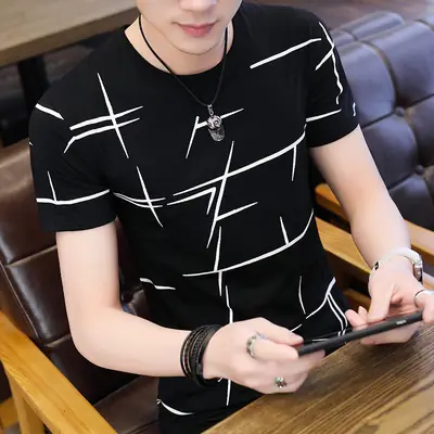Men White Graphic T-Shirt Short Sleeve Round Neck Summer Wear