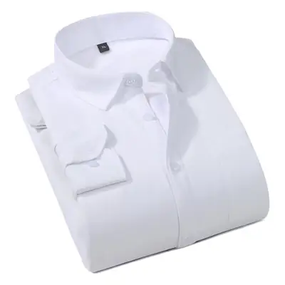 Men's Fleece Lined White Striped Business Shirt Large