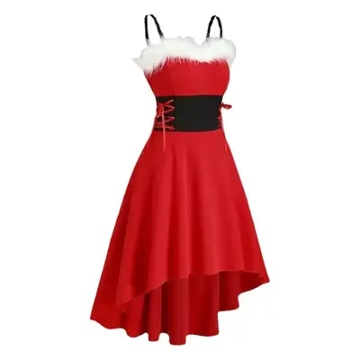 Green Deer Print A-line Dress with Bow and Sling
