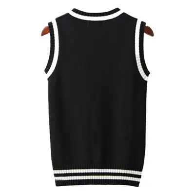 Men V-Neck Twist Sleeveless Sweater White Black