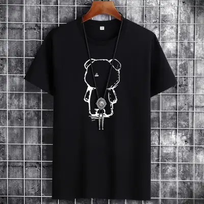 Men White Graphic T-Shirt with Neck Chain Design
