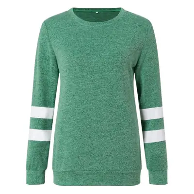 Women Green Long Sleeve T-Shirt Round Neck Casual Top