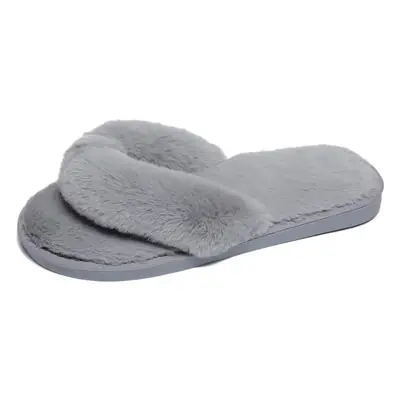 Foreign trade large size autumn and winter New Fashion Mao Mao flip-flops Women's Flat anti-slip floor slippers home indoor cotton slippers