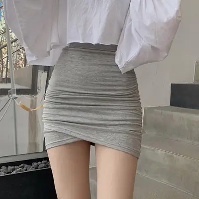 Light Gray High Waist Hip Skirt Women's New Style