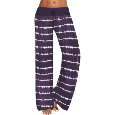 Women Tie-Dye Yoga Pants Purple Wide Leg Loose Fit