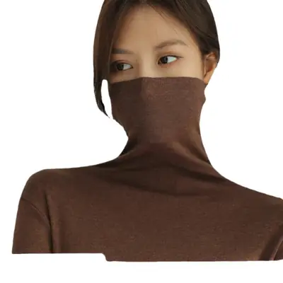 Women's Blue Collar Turtleneck Shirt for Women Autumn Winter Slim Fit