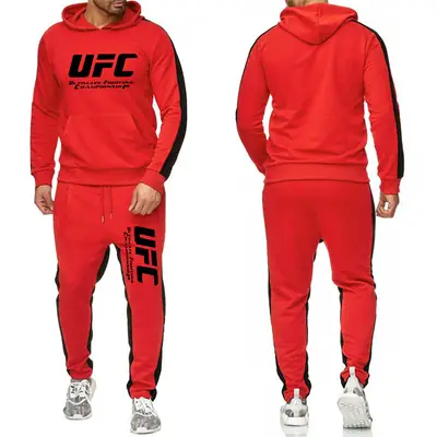 UFC Men Hooded Sweatshirt Track Suit Black Red Spring Autumn