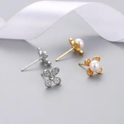 Japanese Pearl Flower Earrings for Women