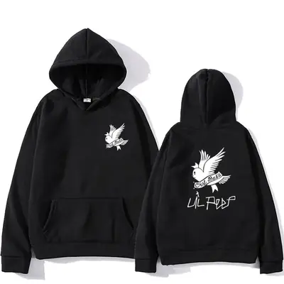 Lil Peep Fleece Hoodie Black Un-Furry Graphic