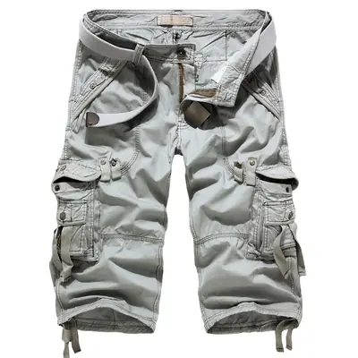 Men's Multi-Pocket Cargo Pants Grey Plus Size