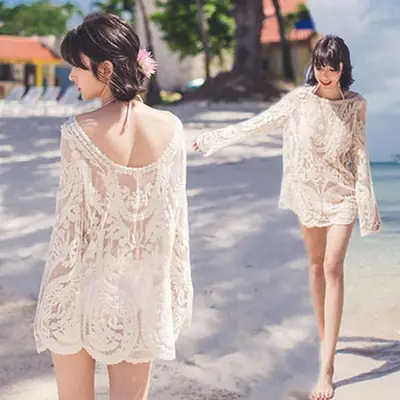 Long Sleeve Lace Bikini Top for Women Summer Wear