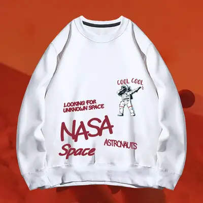 NASA Space Print Crewneck Sweatshirt Yellow