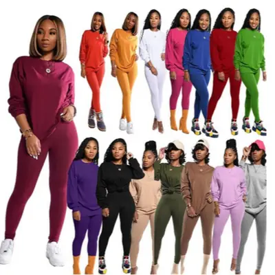 Purple Long Pants Sports Suit for Women Autumn Winter