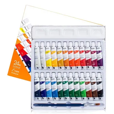 deli 73864 watercolor gouache paint set 24 color children washable for students art students