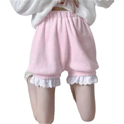 Black Fleece Lined Lolita Pumpkin Pants High Waist