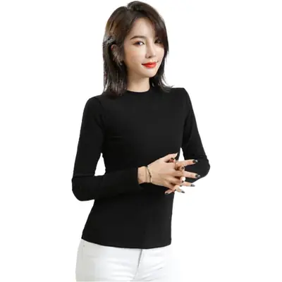 Women's Velvet Turtleneck Long Sleeve Fleece Lined Warm Innerwear