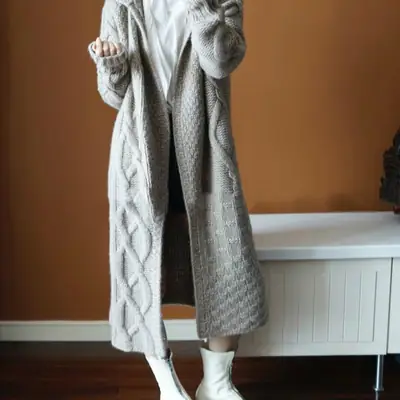 2020 Women's Hooded Thickened Knit Cardigan Coat