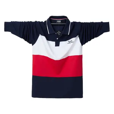 Men Oversize Cotton Polo Shirt Blue White Red Light Blue
