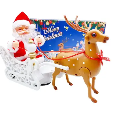 Electric Santa Christmas Climbing Toy with Deer Cart