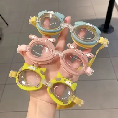 Factory direct selling hot children swimming goggles HD waterproof unicorn crab cartoon swimming goggles cute swimming glasses