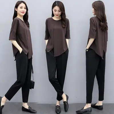 Plus Size Western Suit Brown Slim Two-Piece Set