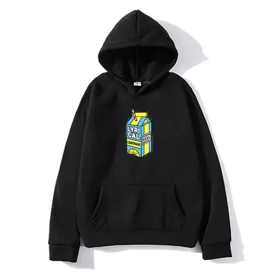 Men Hooded Fleece Sweatshirt Grey Lemon Print