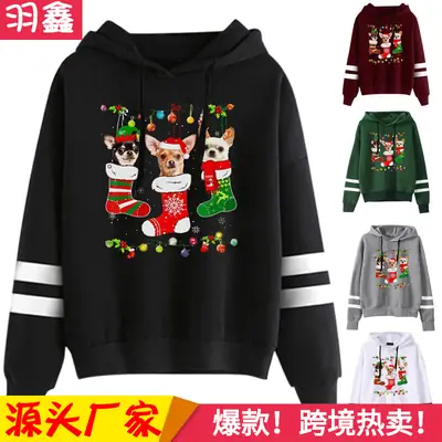 Black Fleece Hoodie with Cartoon Dog Design for Men Women